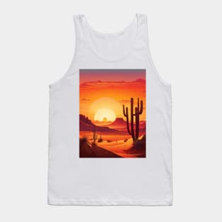 Art of sunrise with cactus, mountains Tank Top